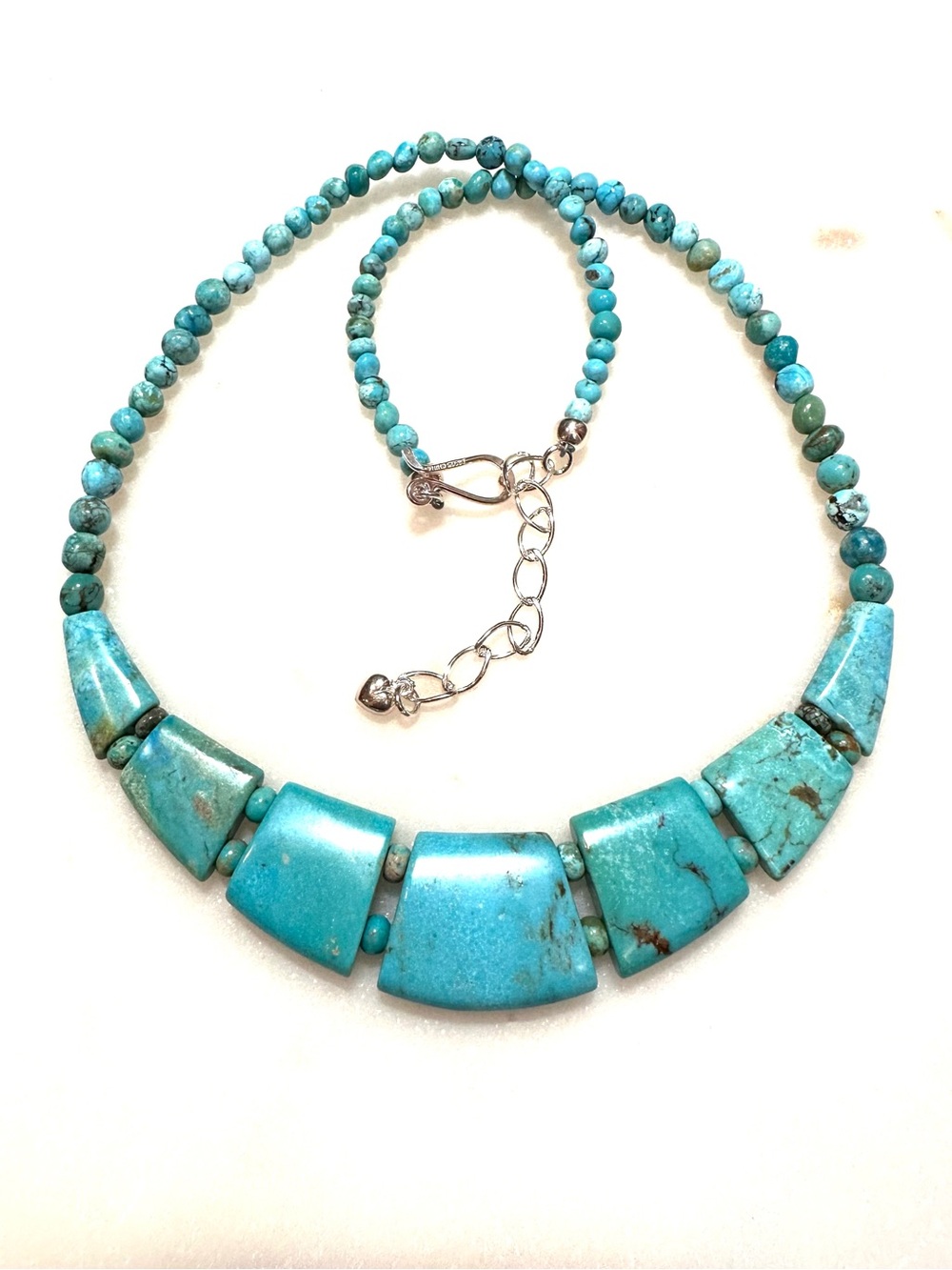 Jay King Turquoise Sterling Silver Trapezoid Bead Bib Station Necklace